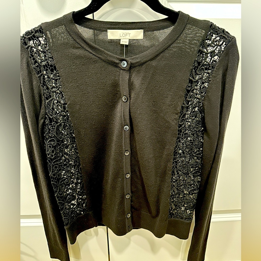 Loft black cardigan NWT